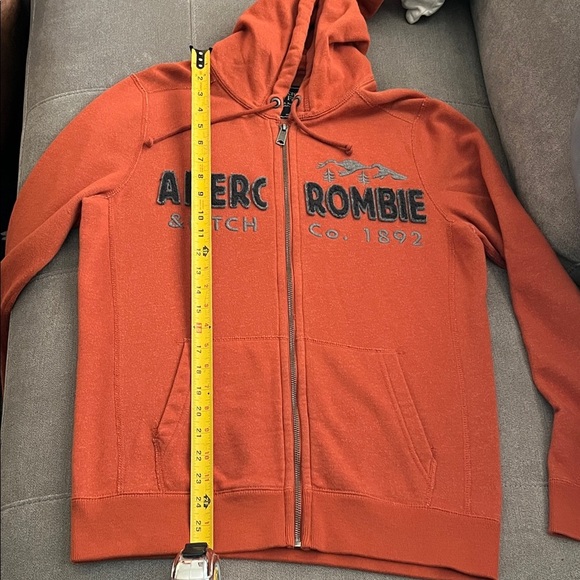 Abercrombie & Fitch Men's Zip-Up Sweater in Vibrant Orange used good condition - Picture 3 of 11
